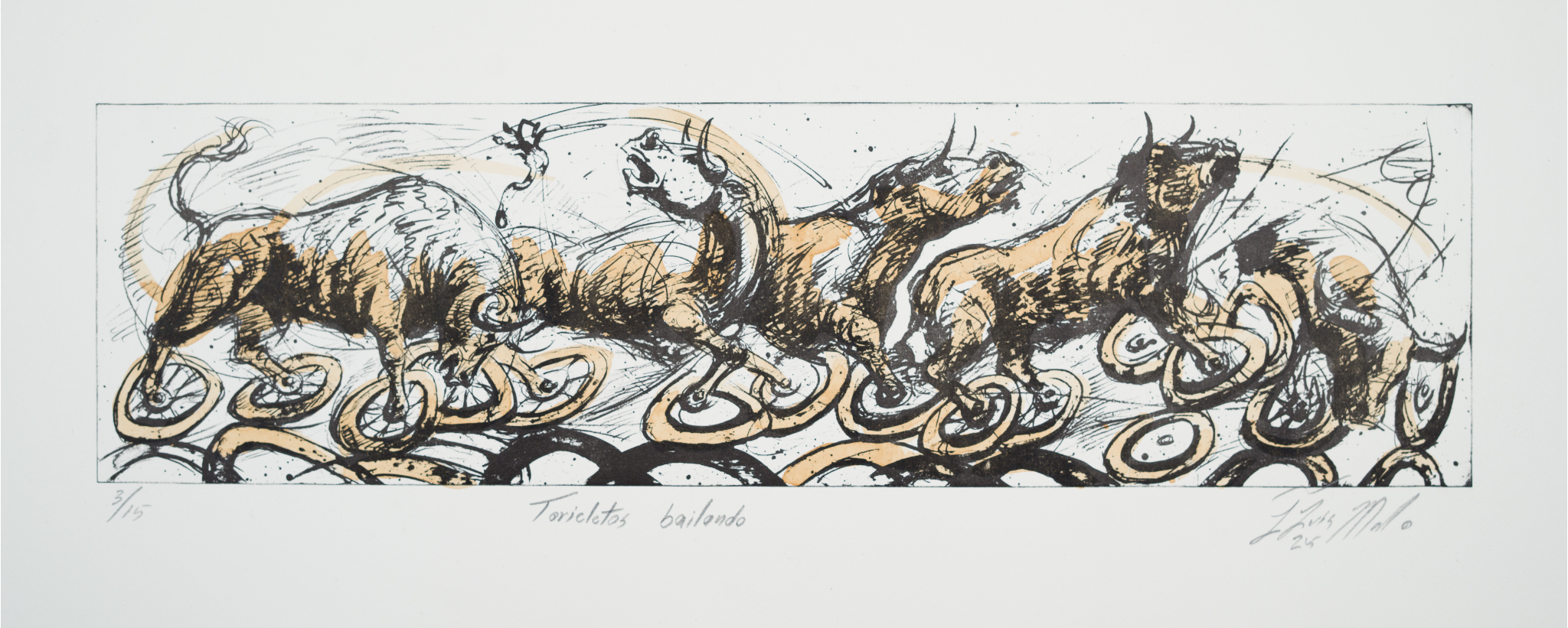 Toros Bailando/ Litogtafia / 12.5 x 45.5cm